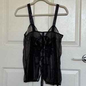 Victoria's Secret Y2K Butterly Black Sheer Lace Top M